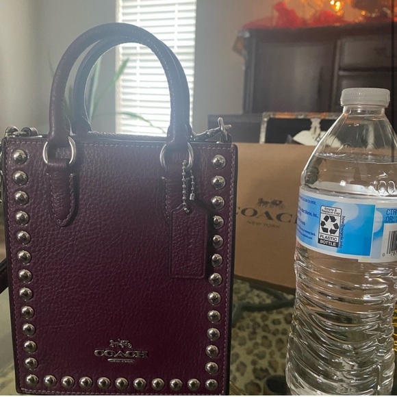 Coach North South Leather Mini Tote Handbag with Rivets ~CM248 ~ - Picture 8 of 9